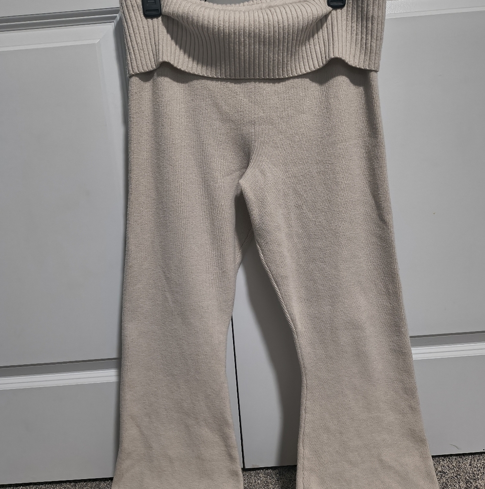 Pink Rose Cream Knit Kids Pants
